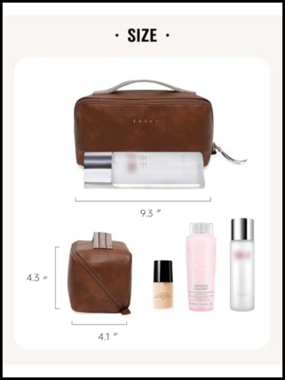 Large Capacity PU Leather Cosmetic Bag with Open-Flat Design for Travel